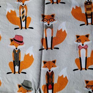 1/2 Yard of Cute Dressed Up Foxes Fabric